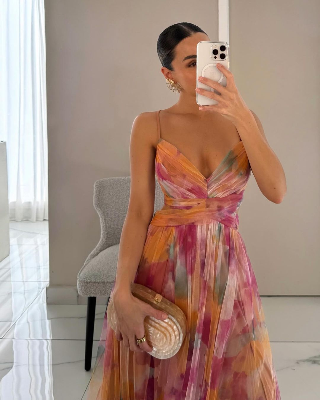 SOKYND Briony Floral Mesh Maxi Dress DressSOKYND-739799-ORA-S-62487OrangeS