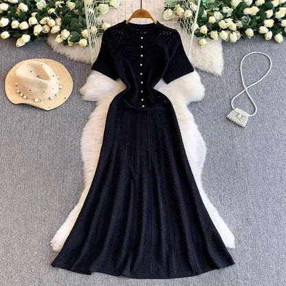 SOKYND Brynn Half Button Knitted Midi Dress DressesSOKYND-785431-BLA-XS-58967BlackXS