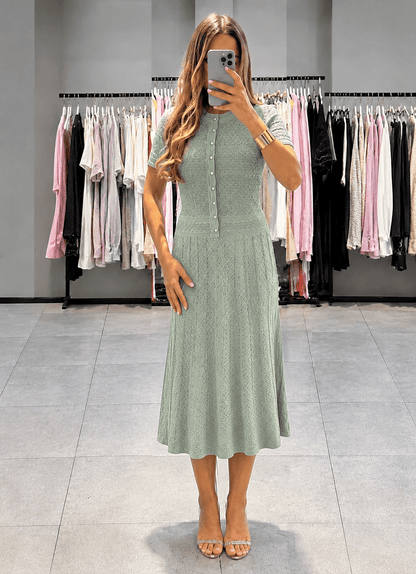 SOKYND Brynn Half Button Knitted Midi Dress DressesSOKYND-785431-MIN-XS-22807Mint GreenXS
