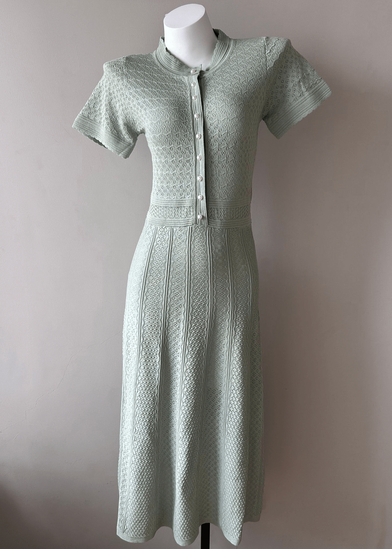 SOKYND Brynn Half Button Knitted Midi Dress DressesSOKYND-785431-MIN-XS-22807Mint GreenXS