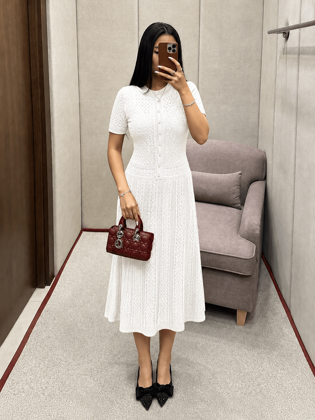 SOKYND Brynn Half Button Knitted Midi Dress DressesSOKYND-785431-WHI-XS-86647WhiteXS