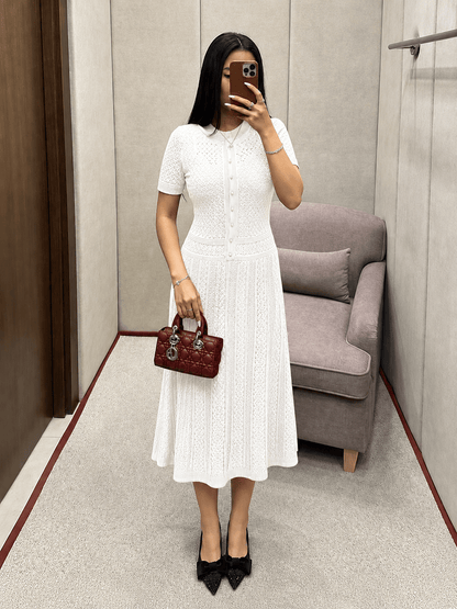 SOKYND Brynn Half Button Knitted Midi Dress DressesSOKYND-785431-WHI-XS-86647WhiteXS