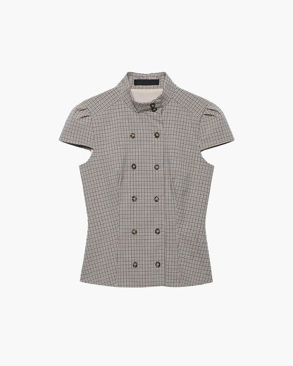 SOKYND Carla High Neck Plaid Fitted Blouse BlouseSOKYND-114967-BLA-S-06679BlackS