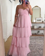 Adela Strapless Pleated Tiered Maxi Dress