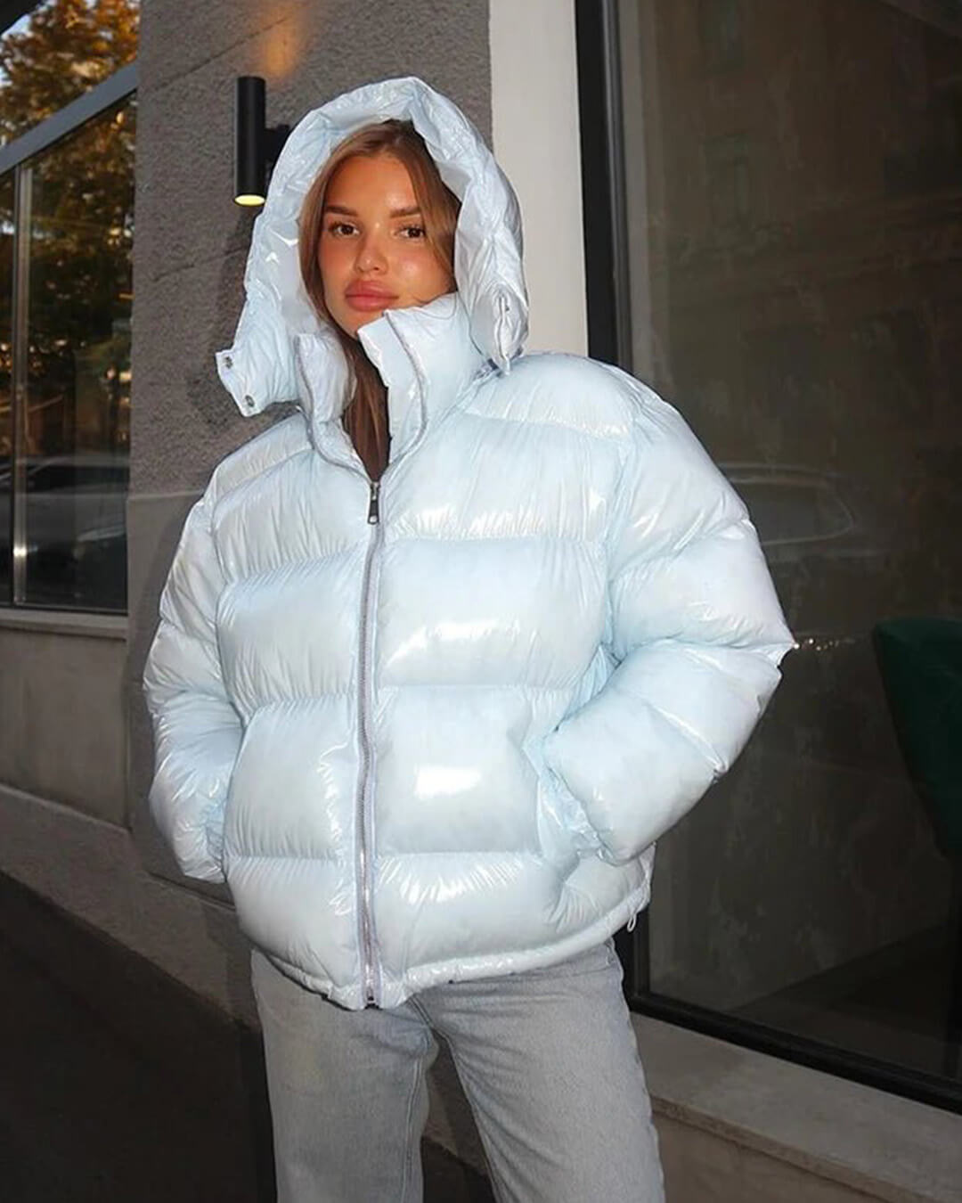 SOKYND Davina Hooded Puffer Jacket Coats & JacketsJy1767356248747648532BlueS