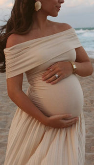 Delilah Flowy Off-Shoulder Maternity Dress