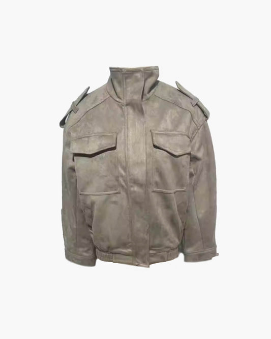 Delphine High-Neck Suede Jacket