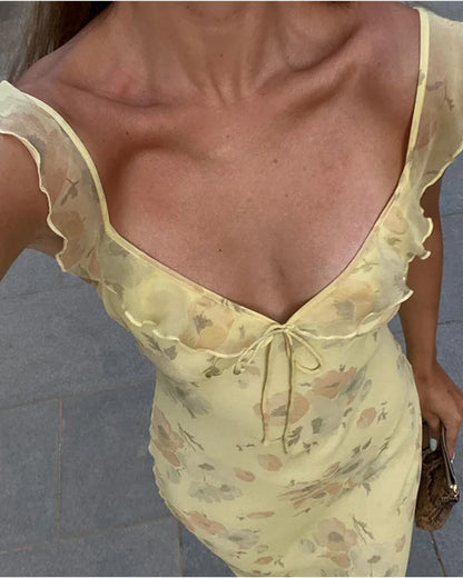 SOKYND Diana Floral Print Plunge Maxi Dress Dresses1005008832364106-;rf1773325641332446061YellowS
