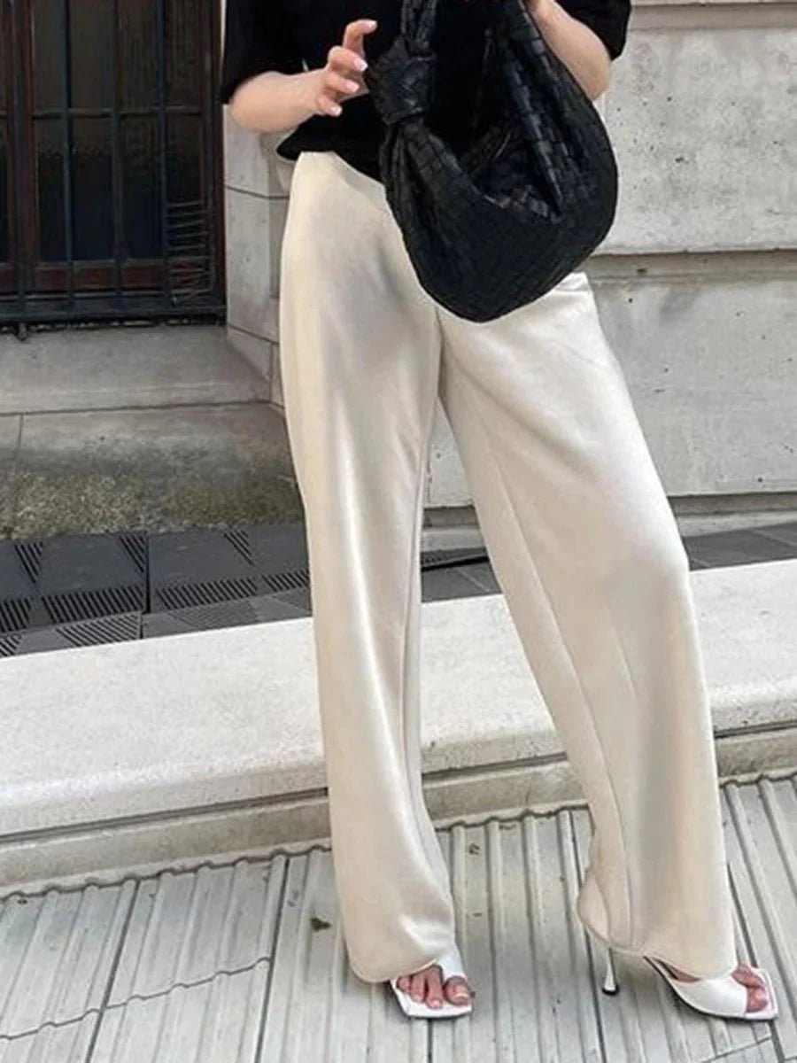 SOKYND Elena Wide Leg Satin Trousers PantsSOKYND-596887-BRO-S-68759BrownS