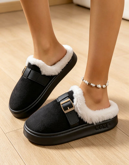 SOKYND Ella Faux Fur Lined Suede Slippers ShoesSOKYND-386711-BLA-3637-87639Black36-37