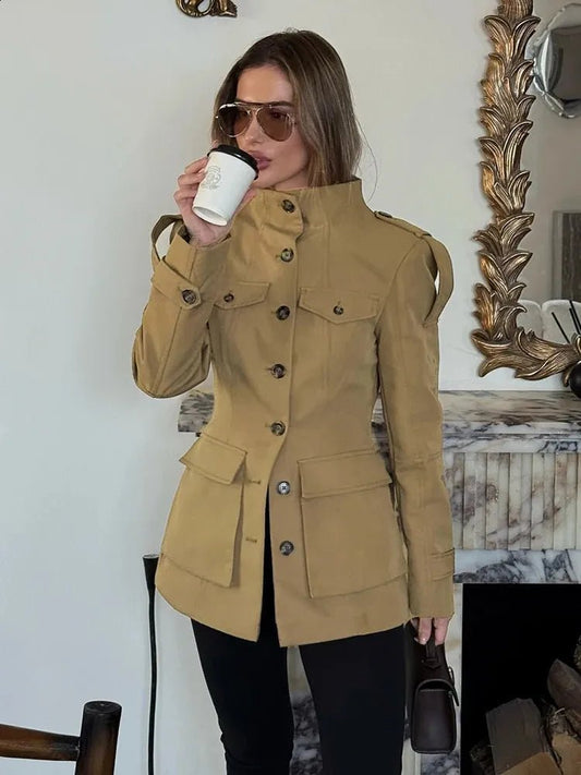 SOKYND Emilia Tailored Stand Collar Jacket JacketSOKYND-248407-BEI-XS-98167BeigeXS