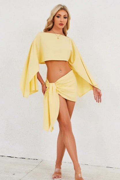SOKYND Esmeralda Off - Shoulder Draped Two - Piece Set Matching SetsUy1772580086487672633YellowL