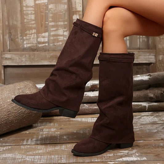 Esther Faux Suede Knee High Boots