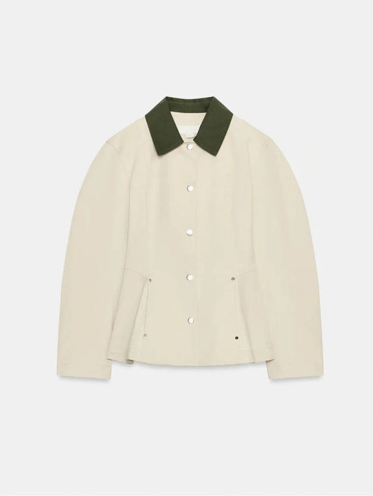 SOKYND Fiona Contrast Collar Peplum Jacket JacketSOKYND-771223-BEI-XS-36599BeigeXS