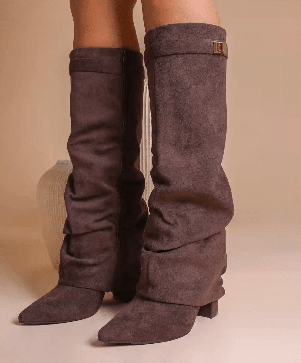 SOKYND Gloria Slouchy Faux Suede Knee High Boots BootsCoffee34