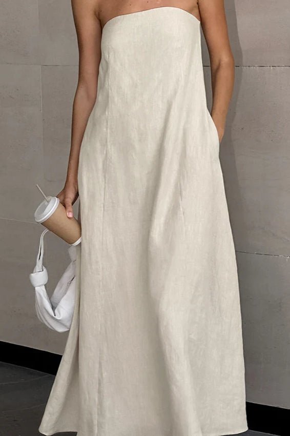SOKYND Hannelore Strapless Backless Maxi Dress DressKhakiL