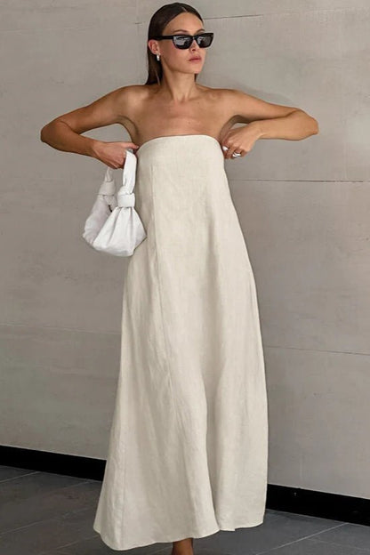 SOKYND Hannelore Strapless Backless Maxi Dress DressKhakiS