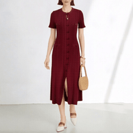 Ines French V-Neck Knitted Slit Dress