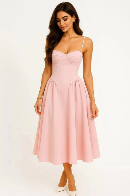 SOKYND Iolanthe Midi Wedding Guest Dress DressesSOKYND-450007-PIN-S-11575PinkS