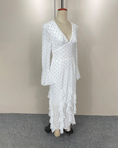 Gloria Flared Sleeve Ruffle Maxi Dress
