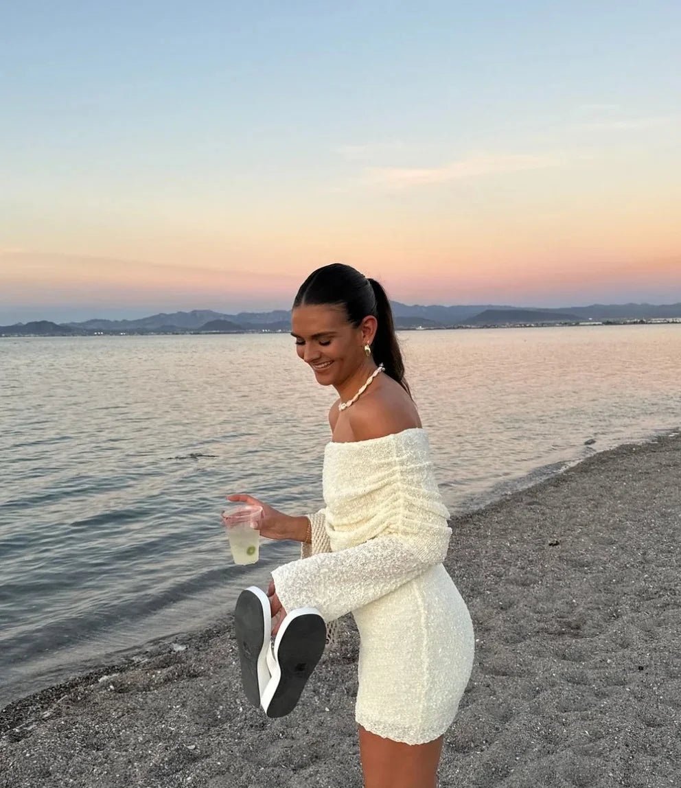 SOKYND Jasmine Off-Shoulder Bodycon Knit Dress DressSOKYND-137175-WHI-XS-04407WhiteXS