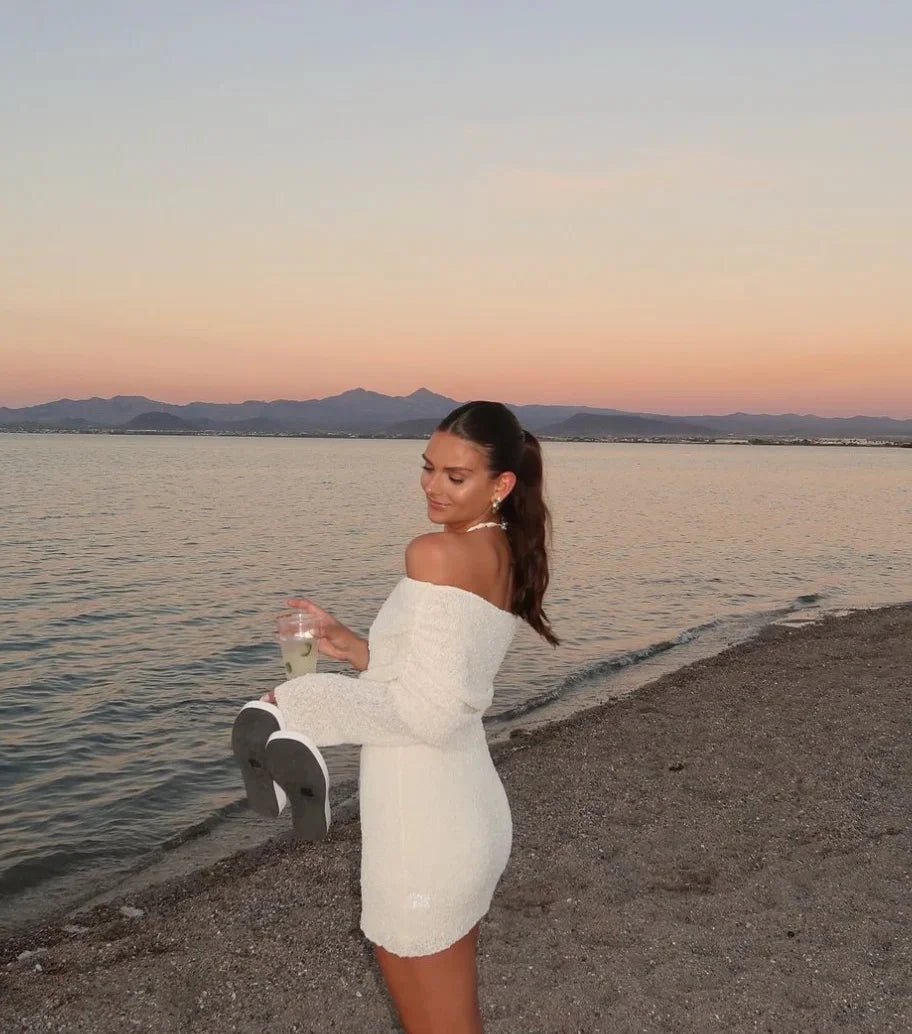 SOKYND Jasmine Off-Shoulder Bodycon Knit Dress DressSOKYND-137175-WHI-XS-04407WhiteXS