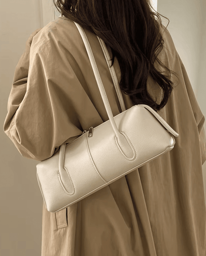 SOKYND Jessica Cylindrical Leather Shoulder Bag BagSOKYND-703639-WHI-OS-80087White