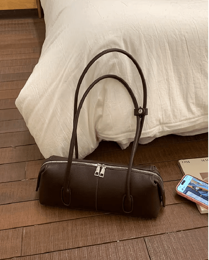 SOKYND Jessica Cylindrical Leather Shoulder Bag BagSOKYND-703639-WHI-OS-80087White