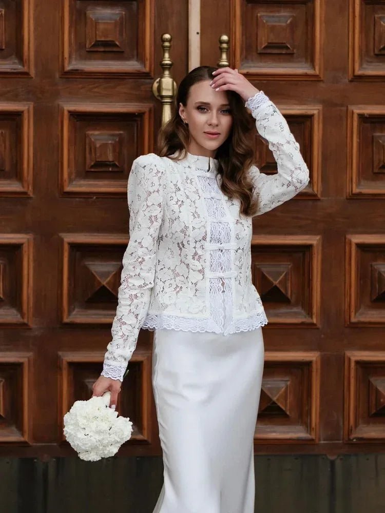 SOKYND Karina Puff Sleeve Lace Blouse TopsJJ1772777205899743166WhiteM
