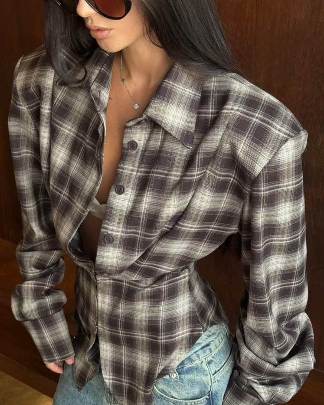 SOKYND Katie Plaid Cinched-Waist Polo TopSOKYND-262167-S-OS-48567S