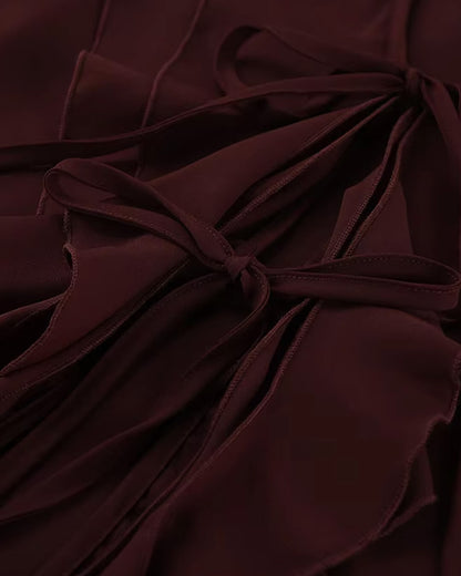 SOKYND Kelly Tie Neck Ruffled Blouse BlouseSOKYND-287383-BUR-M-30391BurgundyM