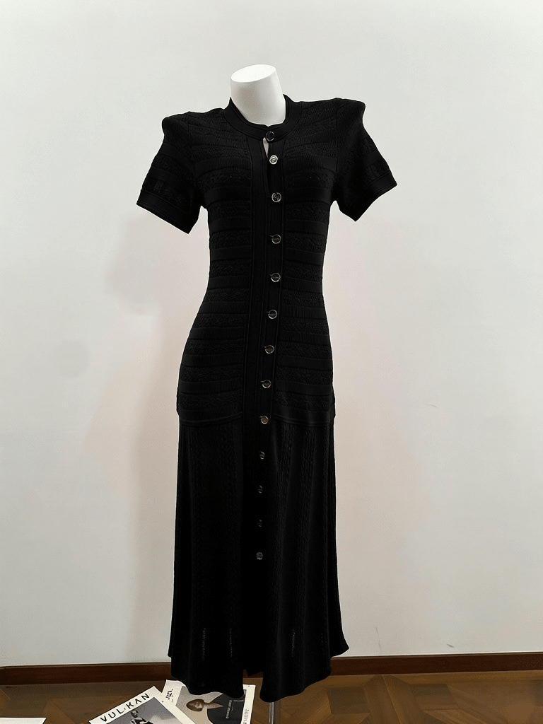 SOKYND Layla Ribbed Knit Midi Dress DressesBlackXS
