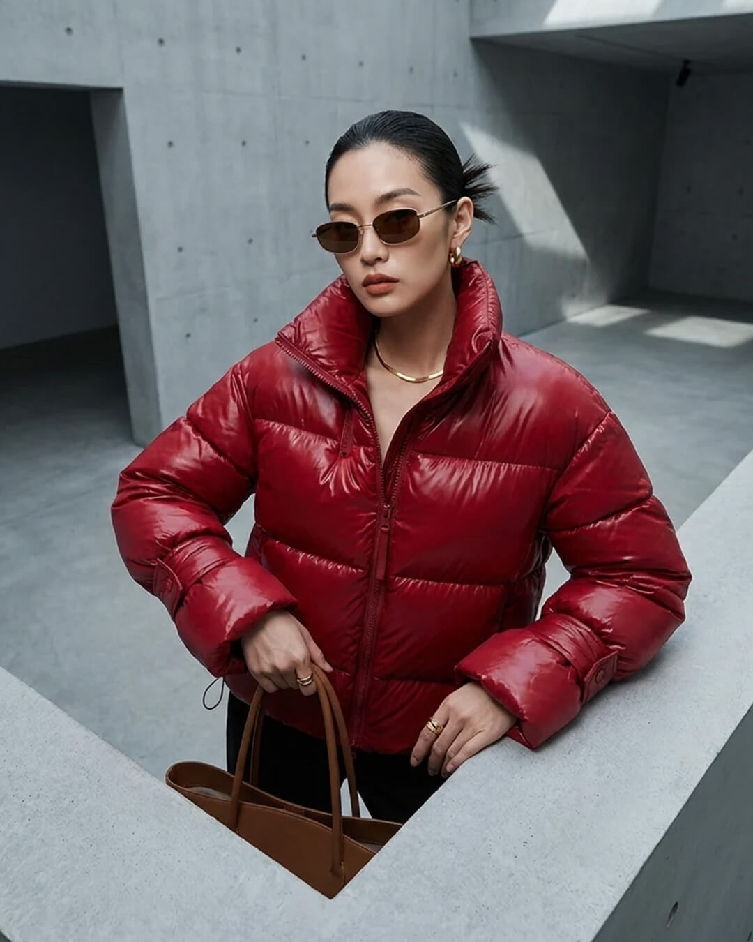 SOKYND Linda Shiny Puffer Jacket JacketRedS
