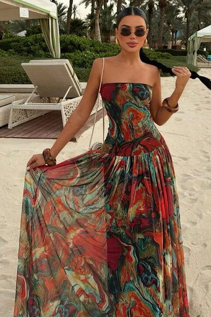 SOKYND Liv Strapless Abstract Print Maxi Dress DressSOKYND-548119-MUL-M-99799MulticolorM