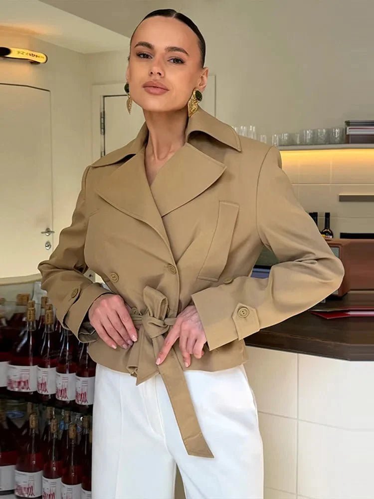 SOKYND Lola Lace-Up Cropped Trench Coat CoatSOKYND-620055-M-OS-08663M
