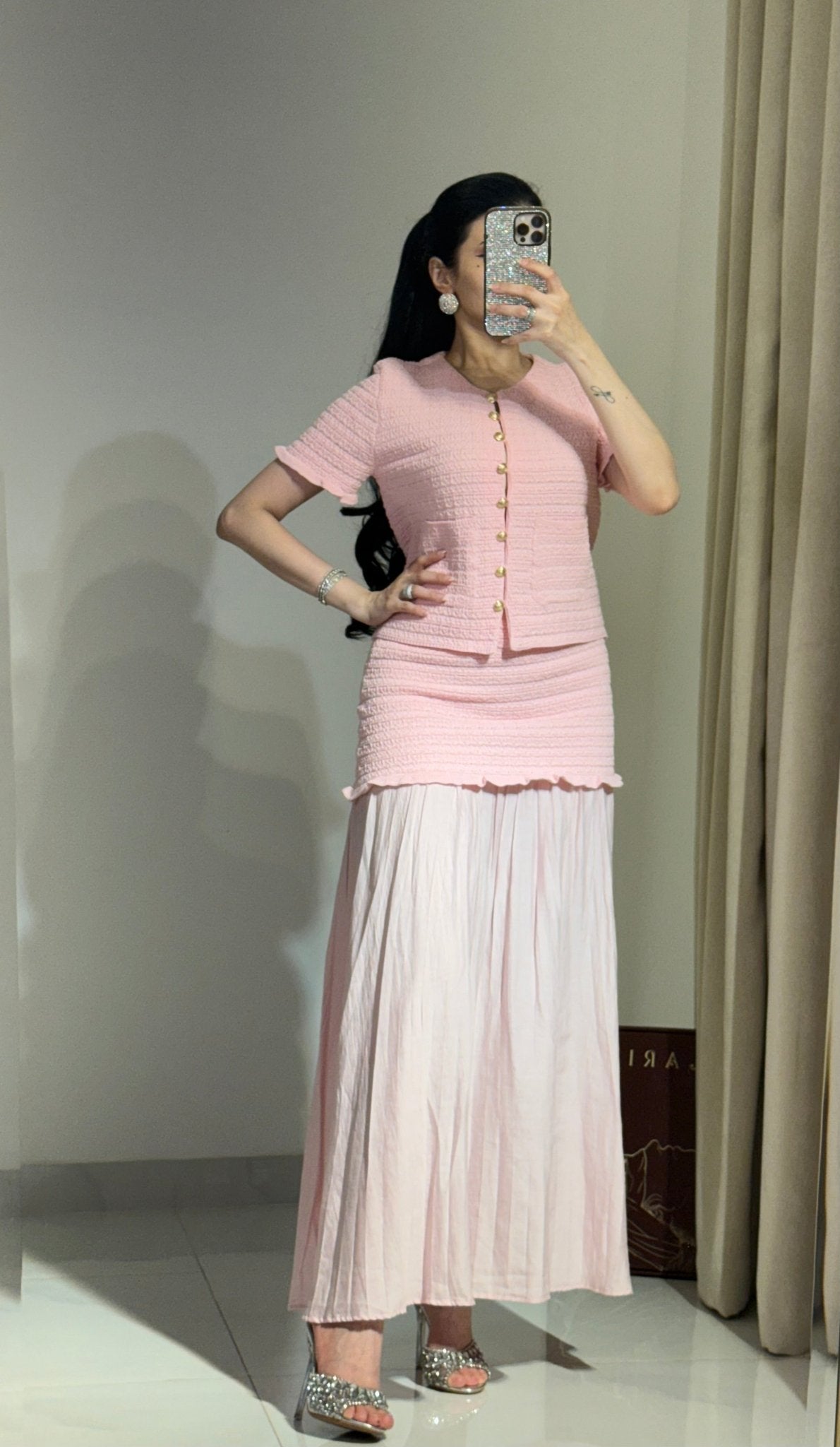 SOKYND Luella Knitted Tank Pleated Skirt Set Matching SetsSOKYND-910231-PIN-M-77111Pink SetM