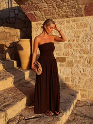 Luz Strapless Ruched Maxi Dress