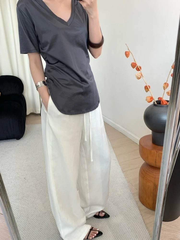 SOKYND Mabel Wide Leg Linen Pants BottomsWhiteXL