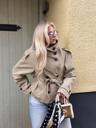 Mara Stand Collar Crop Trenchcoat
