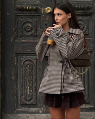 Maria Drawstring Gingham Short Trench