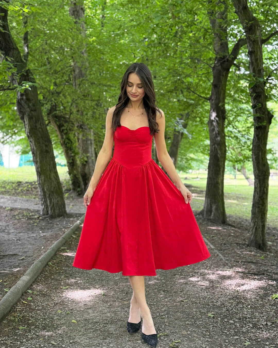 SOKYND Marjorie Sleeveless Strap Midi Dress DressesJk1772777205902675225RedS
