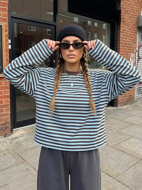 SOKYND Melissa Striped Oversized Knit Sweater SweaterSOKYND-358871-TUR-XS-89783TurquoiseXS