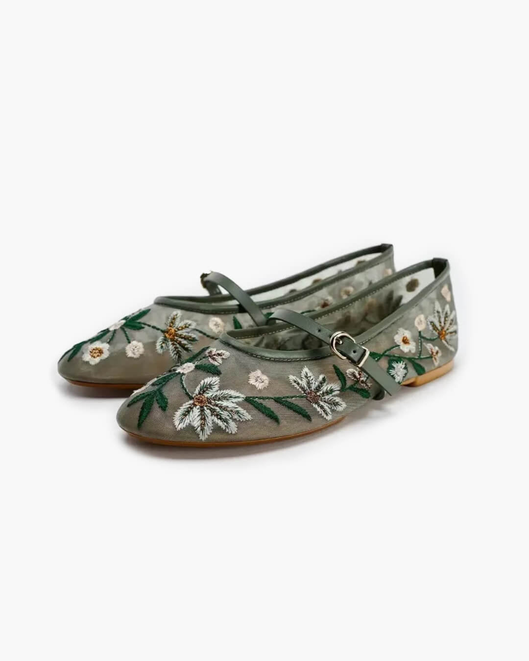 SOKYND Mia Embroidered Ballet Flats Shoesax1772777205919345961Green35