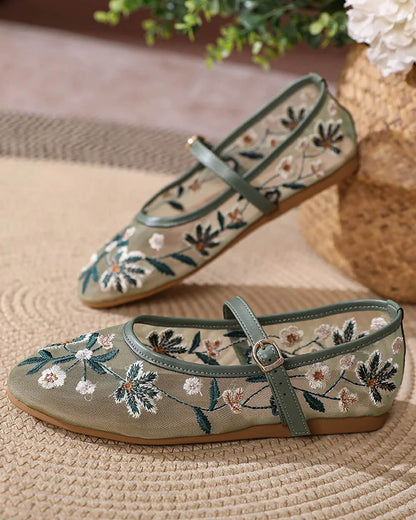 SOKYND Mia Embroidered Ballet Flats Shoesbk1772777205919777616Green40