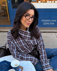 Mia Poplin Plaid Wrap Shirt