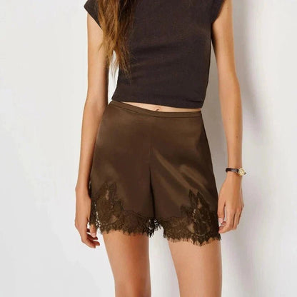 SOKYND Moira Satin Lounge Shorts BottomsSOKYND-734999-BRO-L-79543BrownL