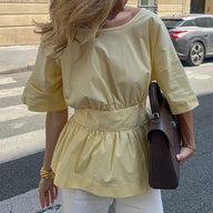 Monica Ruffled Backless Blouse