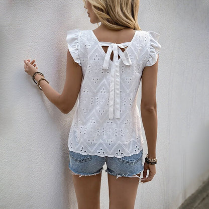 SOKYND Myla Ruffled V - Neck Blouse TopsS