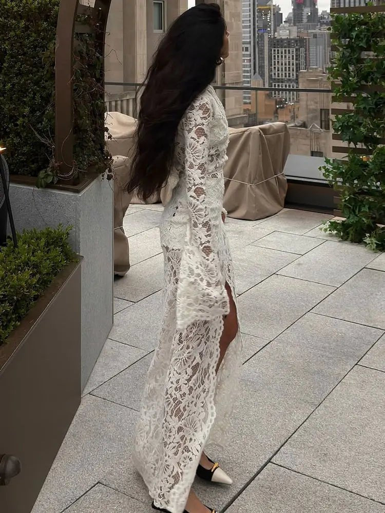 SOKYND Nadia French Lace Tie Dress DressSOKYND-308119-WHI-S-31447WhiteS