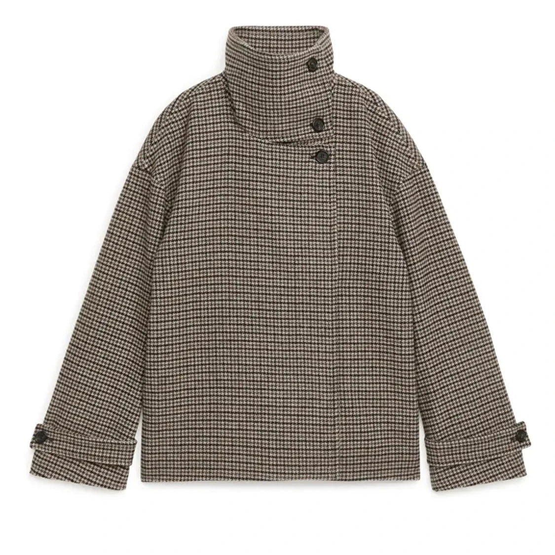 SOKYND Natalie Houndstooth Buttoned Collar Jacket JacketSOKYND-508503-M-OS-24375M